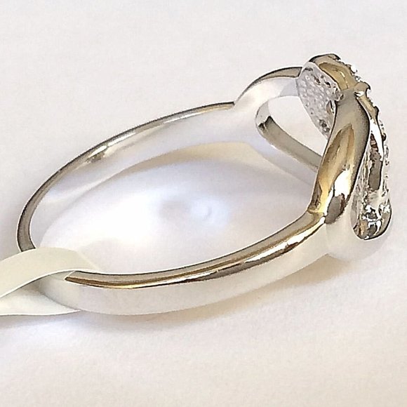 Infinity Knot Ring Size 10 Love Cocktail Statement Silver Rhodium Plated CZ - Picture 6 of 10